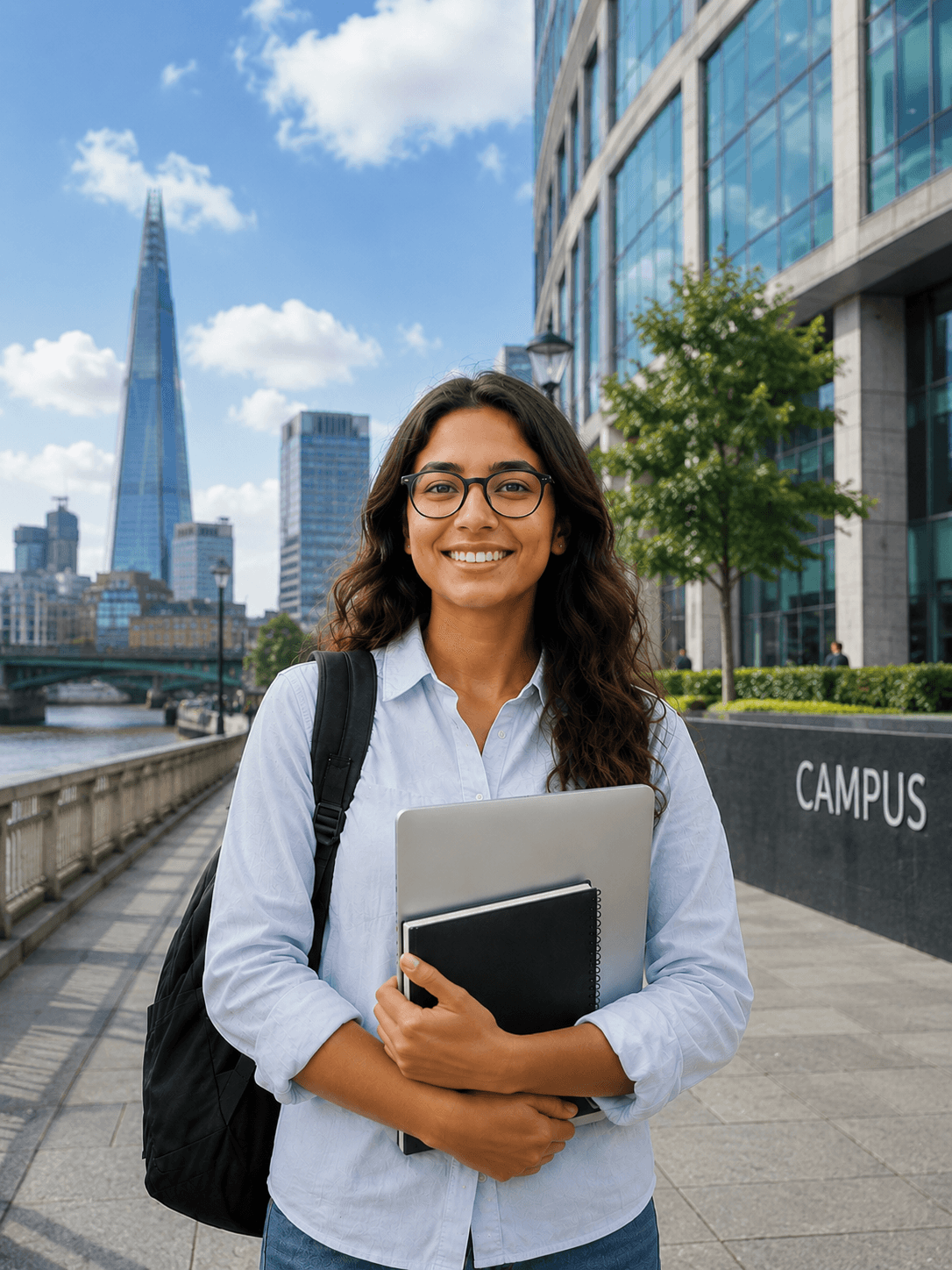 AHZ student outside a London university campus