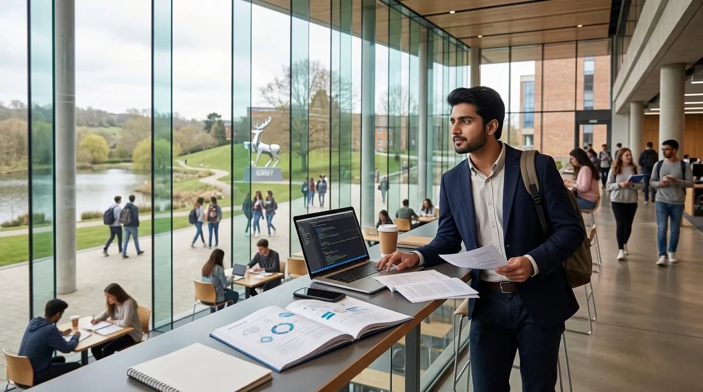 Pakistani student exploring courses at the University of Surrey