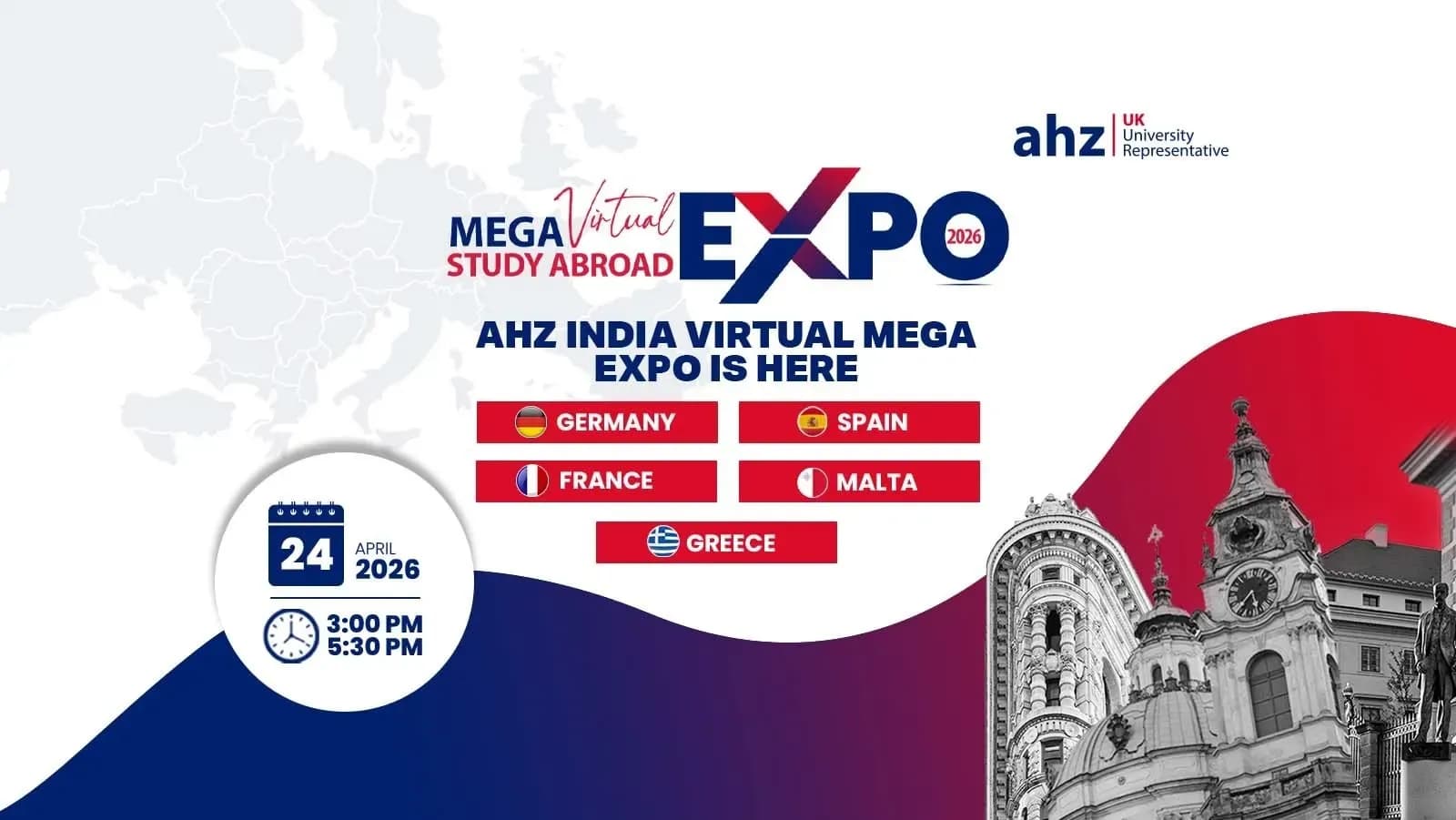 AHZ Mega Virtual Study Abroad Expo – April 2026 Germany | France | Malta | Greece | Spain