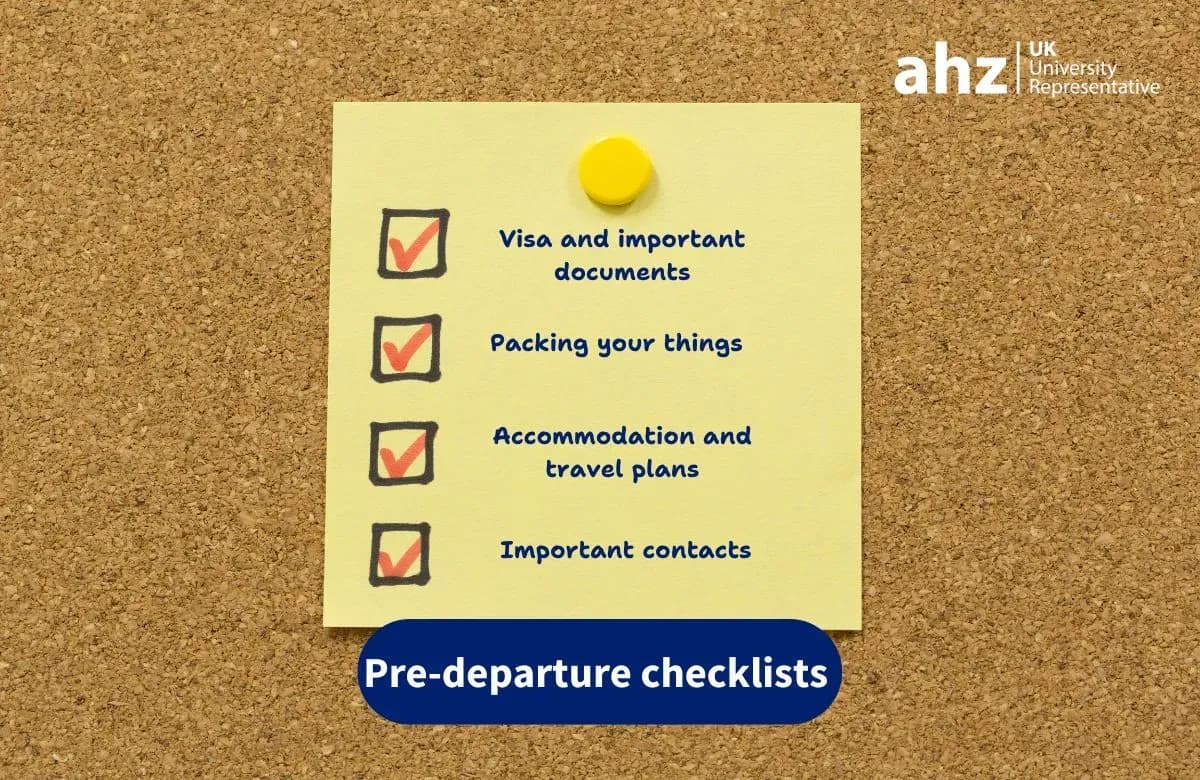 Pre-departure checklist for international students heading to the UK