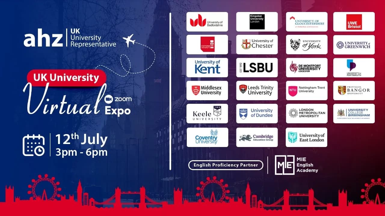 AHZ is holding the UK University Virtual Expo in Pakistan on the 12th of July