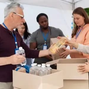 Volunteers working